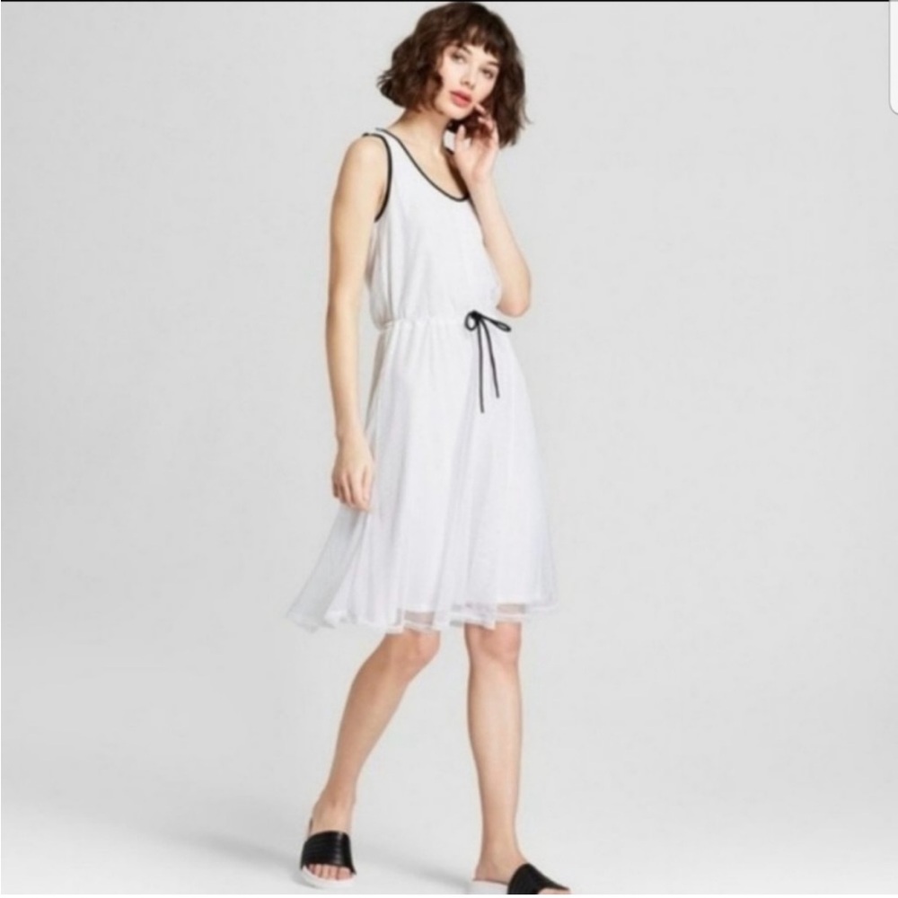 Hunter for Target White and Black Trim Midi Dress